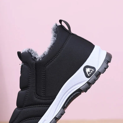 Winter Dickes Fleece Gefüttertes Leder Oberflächen Anti-Rutsch Warme Baumwollschuhe für Frauen Bequeme Flache Schuhe