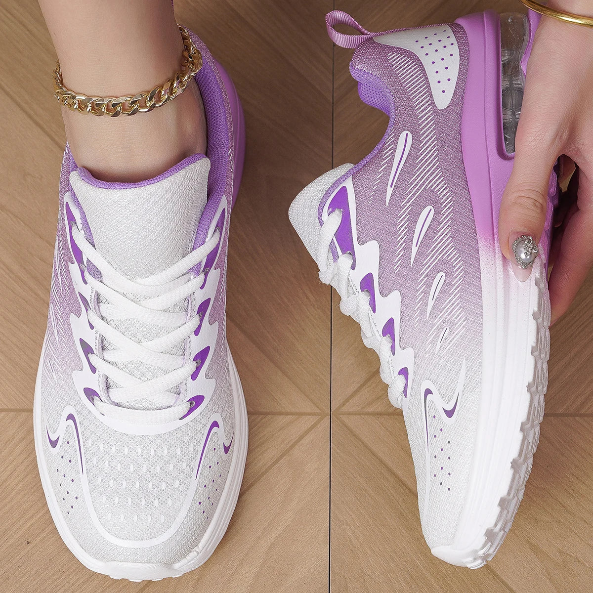 Damen Sneaker Laufschuhe Damen Mode Luftgepolsterte Mesh Atmungsaktive Tennis Sportschuhe
