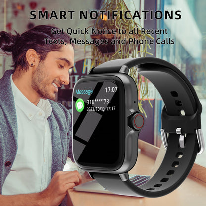 1,83'' Smartwatch mit Nachrichtenantwort, Anruf, Schlafüberwachung, Sport, Schrittzähler, Informationsbenachrichtigungen für iPhone und Android