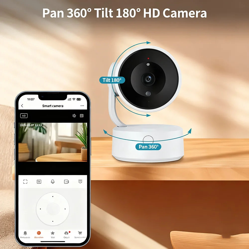 WIFI Tuya Kamera Innenbereich 5MP Baby Monitor Gegensprechfunktion 4X Zoom PTZ 360° Überwachungskameras Unterstützt Alexa Google Smart Life