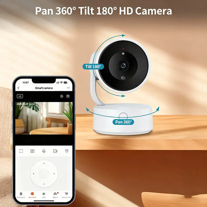 WIFI Tuya Kamera Innenbereich 5MP Baby Monitor Gegensprechfunktion 4X Zoom PTZ 360° Überwachungskameras Unterstützt Alexa Google Smart Life