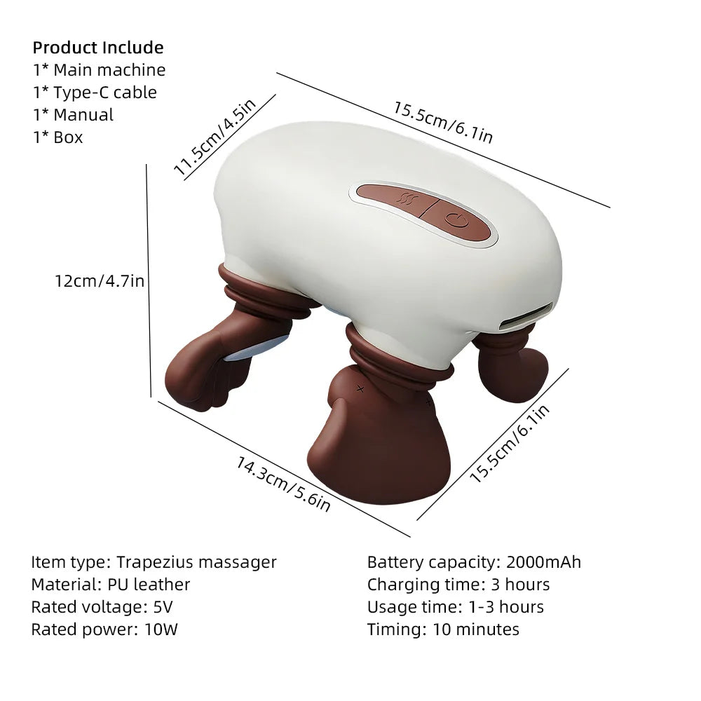 4D Bionische Handknet-Schulter-Nacken-Massagegerät Tragbarer Trapezmuskel-Zupf-Massage-Schal Bürstenloser Motor Nacken-Masseur