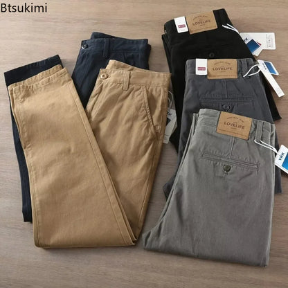 Neue Herren Frühling und Herbst Retro Komfort Gerade Hose Slacks  100% Baumwolle Modische Locker Freizeit Hose für Männer