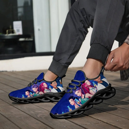 Kinderschuhe für Eltern-Kind im Frühling mit KPop Cartoon-Charakter-Aufdruck, leichte Sneakers, atmungsaktiv, flacher Absatz, Schnürschuhe, Freizeitschuhe