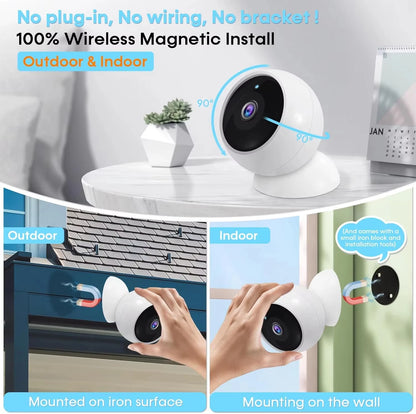 2K 5MP WLAN Heim-Sicherheitskamera Kabellose Außen-Magnetkamera Akku-Betriebene Kamera Überwachung KI-Bewegungserkennung Indoor HD-Kamera
