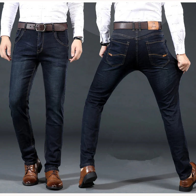 Neue Herren Leichte Luxus-Stretch-Slim-Fit-Hose Bequeme Weiche Business-Mode Gerade Lässige Denim-Hosen Herrenmarke Kleidung