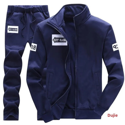 Trendiger Hoodie Herren Stehkragenjacke Lässige Sportbekleidung Lange Hose Frühling Herbst Jugend Große Größen Kleidung Set