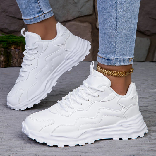 Damenmode Vulkanisierte Plateauschuhe Lässige Sneakers Damen Flache Schuhe Mesh Atmungsaktive Lauf- und Freizeitschuhe Massiver Sportschuh
