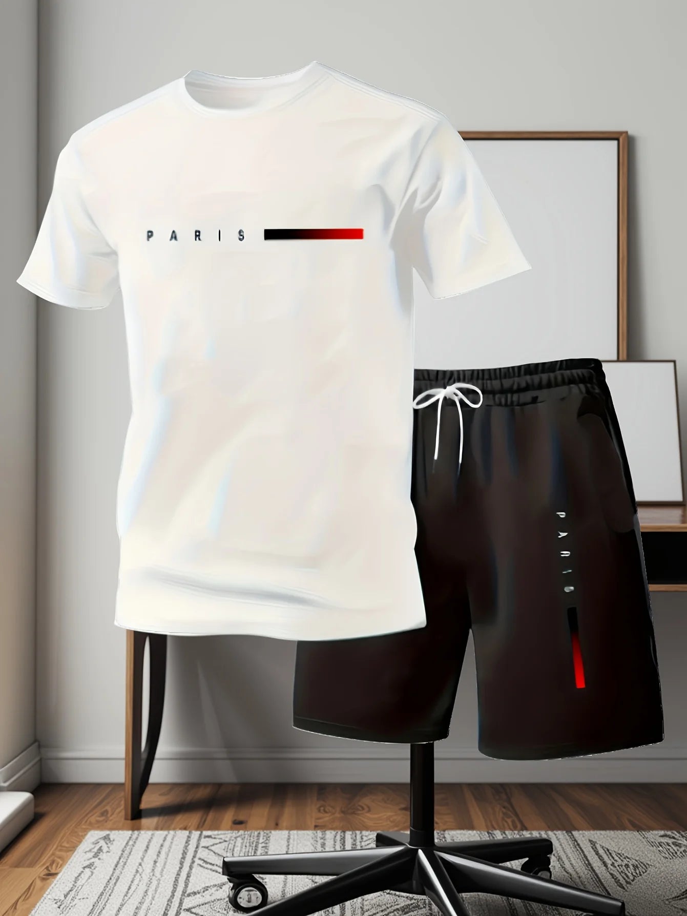 Sommer Schnell trocknende Herren Sets Modische Trainingsanzüge Lässige Atmungsaktive Kurzarm 2D Bedrucktes Sport-T-Shirt+Shorts Basketball-Set