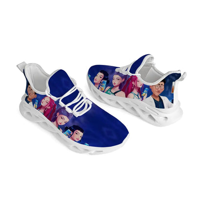 Kinderschuhe für Eltern-Kind im Frühling mit KPop Cartoon-Charakter-Aufdruck, leichte Sneakers, atmungsaktiv, flacher Absatz, Schnürschuhe, Freizeitschuhe