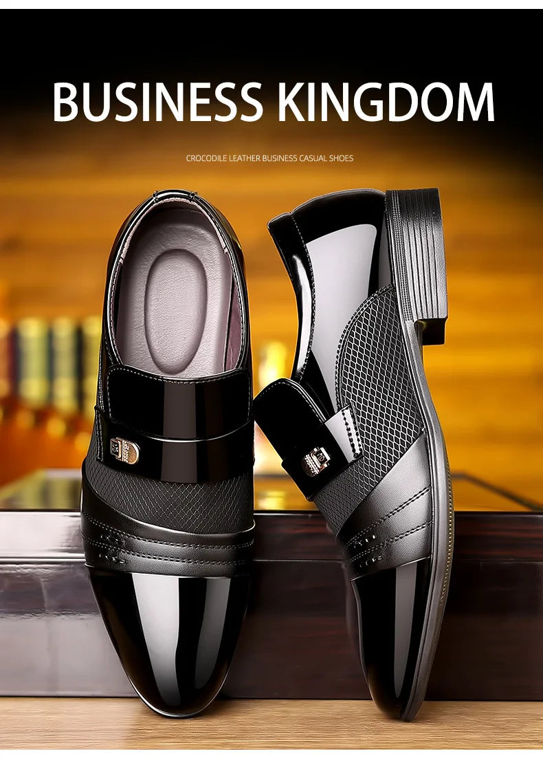 Edle Kunstleder Oxford Schuhe Herren Luxus Lack Hochzeitsschuhe Spitz zulaufende Business Schuhe für Herren Klassische Lederschuhe Große Größen 38-48
