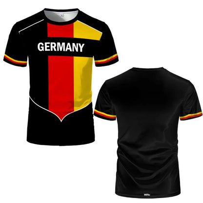 2026 Neues Deutschland T-Shirt mit Flaggendruck T-Shirt für Männer und Frauen, Schnell trocknend, Fußballtraining, Freizeit- und Straßenkleidung, Kurzarm-Sporttop
