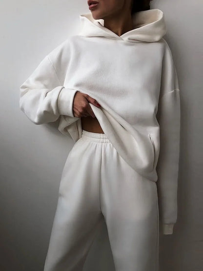 Großformat modisches Sweatshirt mit langen Ärmeln und Hosen-Set Herbst/Winter Damen Freizeitbekleidung Zweiteiliger Anzug Bequeme Plus-Size...