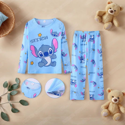 Kinder Anime Stitch Pyjama 2-teiliges Set für Jungen und Mädchen, Freizeitkleidung für zu Hause, lässlicher Schlafanzug, langärmliges Pyjama-Set, niedliches Geschenk