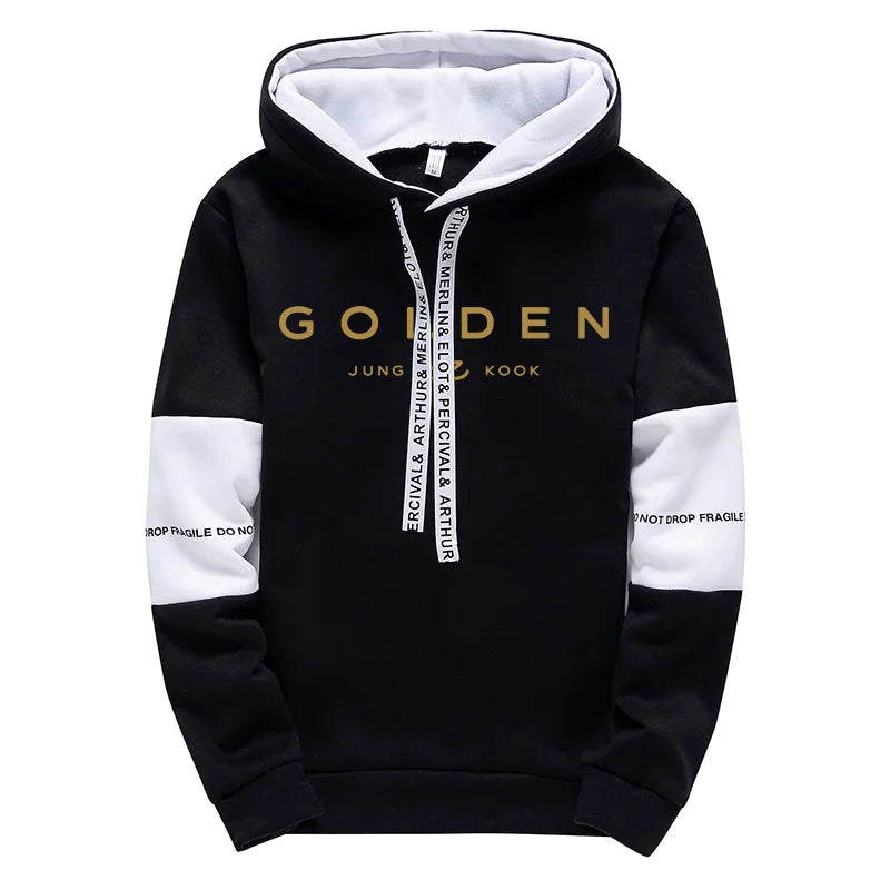 K-Pop Trend Hoodie für Frauen Hochwertiger Jung Kook Print Kapuzenpullover mit Sweatpants Herbst Winter Damen Alltag Lässiger Pullover