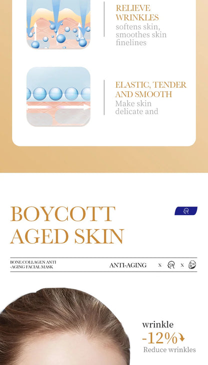 10 Stück Kollagen Anti-Falten Gesichtsmaske Anti-Aging Milderung feiner Linien Straffende Haut Feuchtigkeitsspendend Aufhellende Hautpflege Koreanische Kosmetik