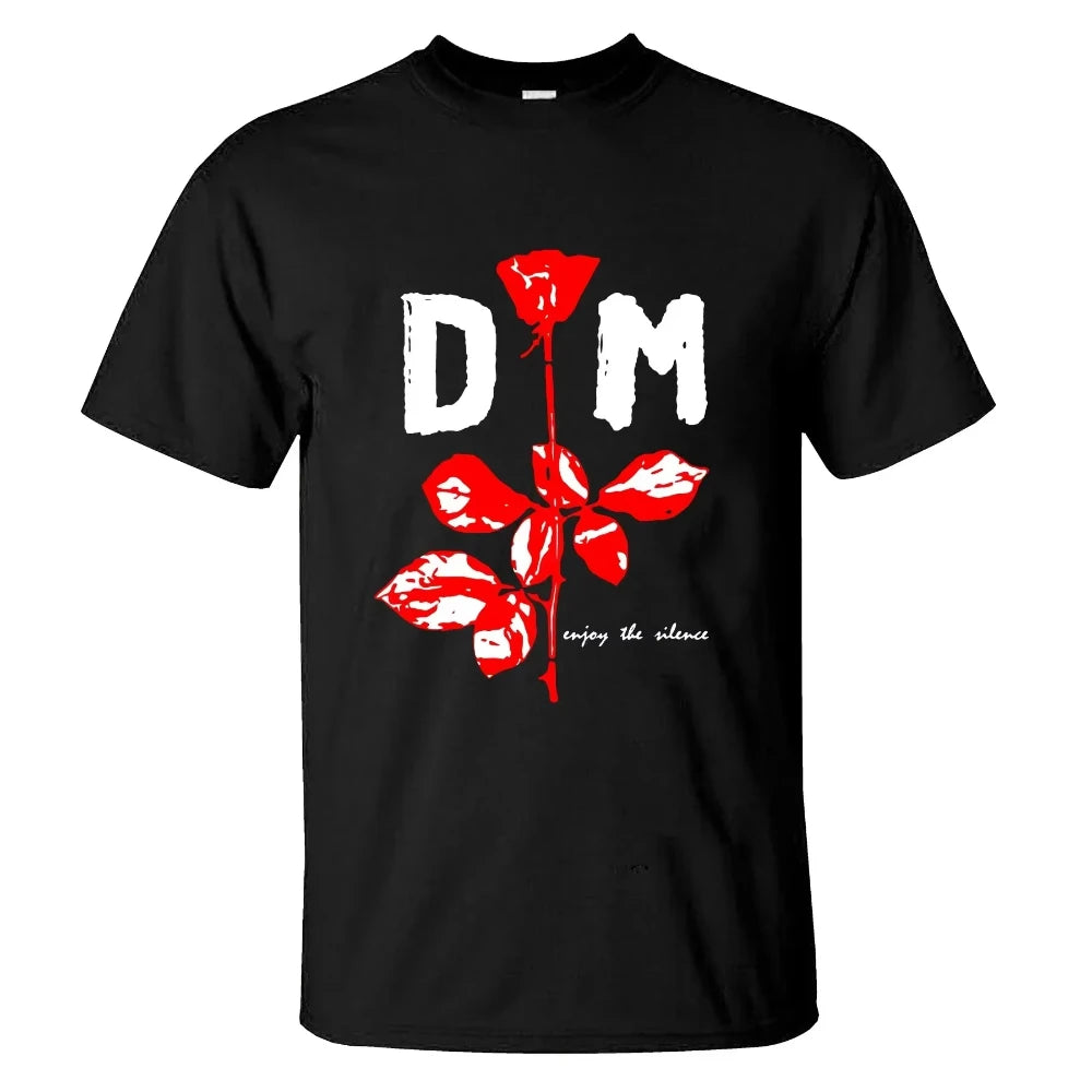 Herren-T-Shirt Rose Tops Schwarz von Depeche Mode T-Shirt Lässig Oversized Männlich Lässige Grafik Streetwear Unisex