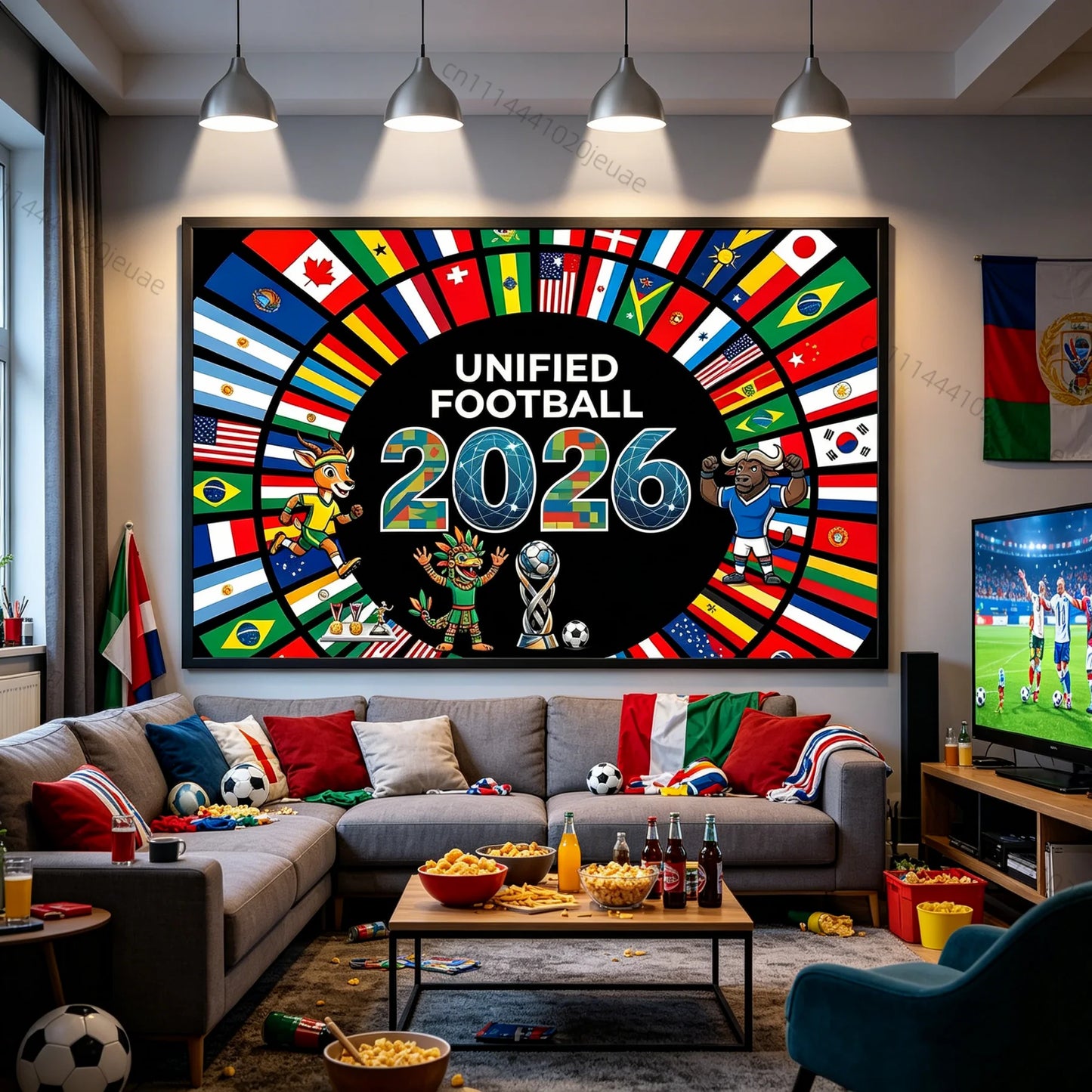 Einzigartige Wandteppiche Fußball-Weltmeisterschaft 2026 Flaggen Teppich Weltfußballereignis Hintergrundstoff Dekoration Sportfans Partybanner Dekor