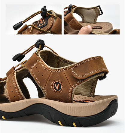 Sommer Herren Sandalen Kunstleder Herren Freizeitschuhe Outdoor Herren Ledersandalen für Herren Strandschuhe Große Größen 38-48