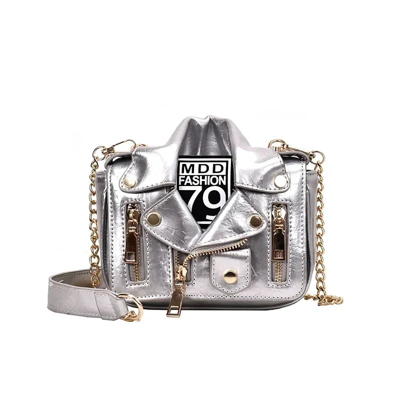 Designer Motorrad Taschen Luxuriöse Jackenform Schultertasche Messenger Bag PU-Leder Luxus Handtasche