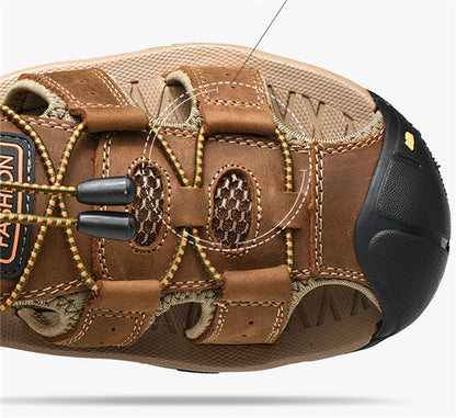 Sommer Herren Sandalen Kunstleder Herren Freizeitschuhe Outdoor Herren Ledersandalen für Herren Strandschuhe Große Größen 38-48