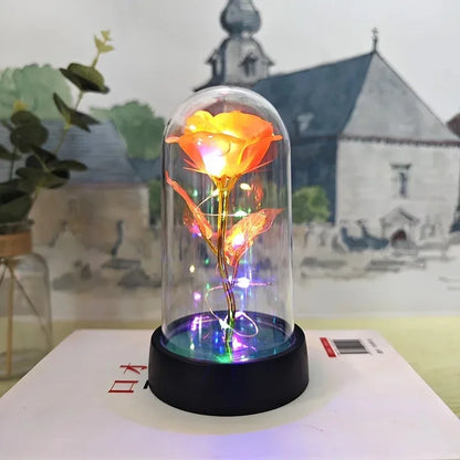 Künstliche Rosenblumen Valentinstagsgeschenk für die Freundin Ewige Rose LED-Licht Folienblume Hochzeitsdekoration