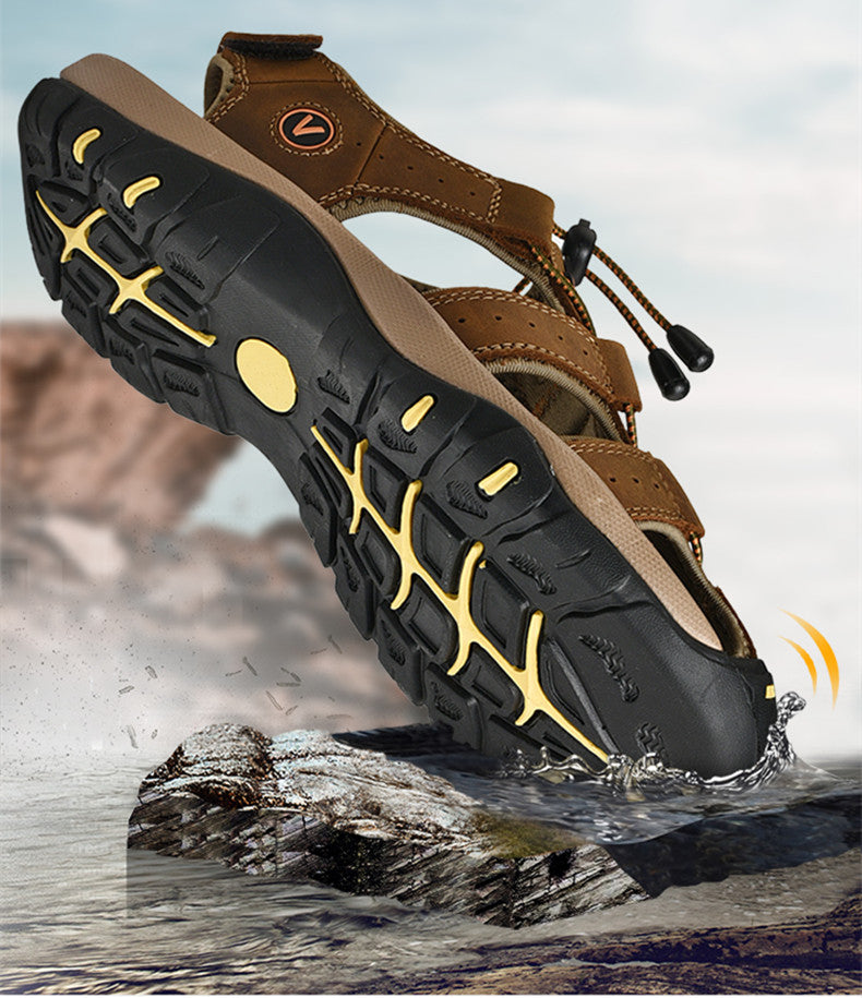 Sommer Herren Sandalen Kunstleder Herren Freizeitschuhe Outdoor Herren Ledersandalen für Herren Strandschuhe Große Größen 38-48