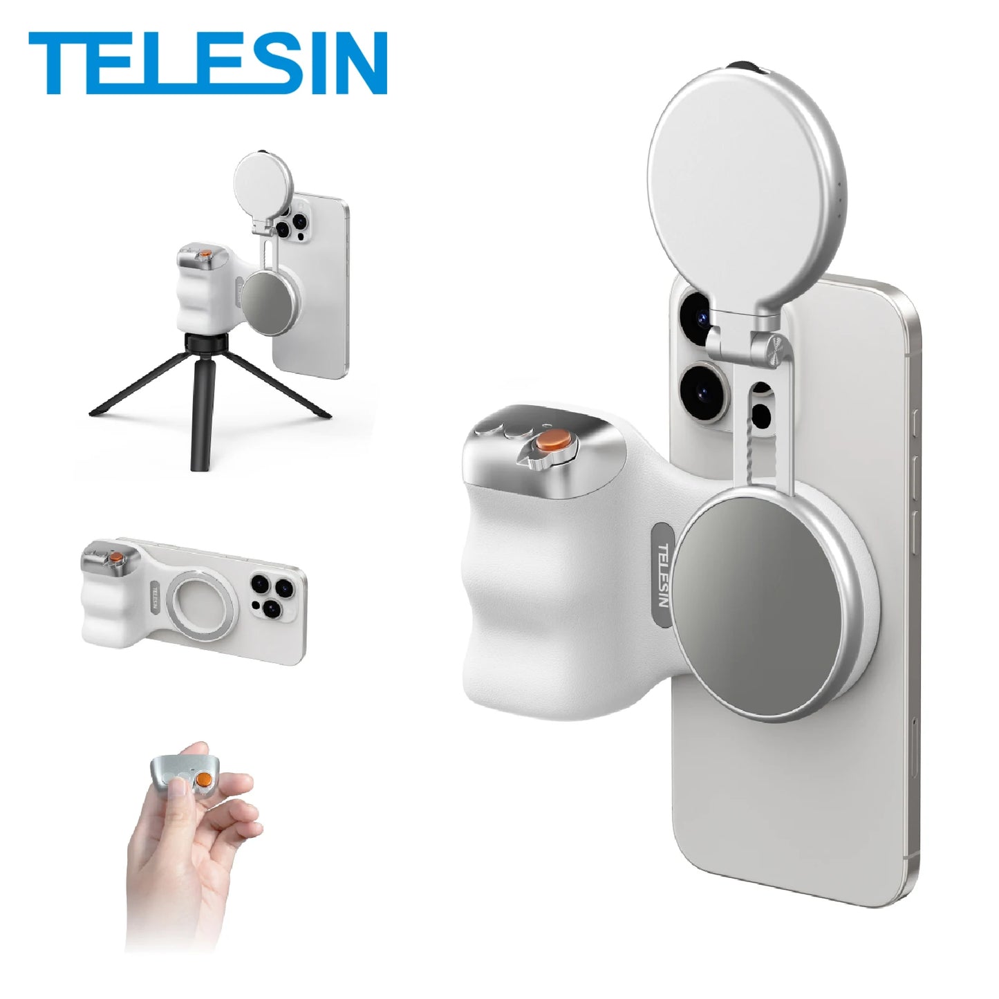 TELESIN Telefon Kamera Aufnahme Handgriff Magnetischer Smartphone-Halter Aufnahmehilfe Fernbedienung Griff für iPhone Android Handy