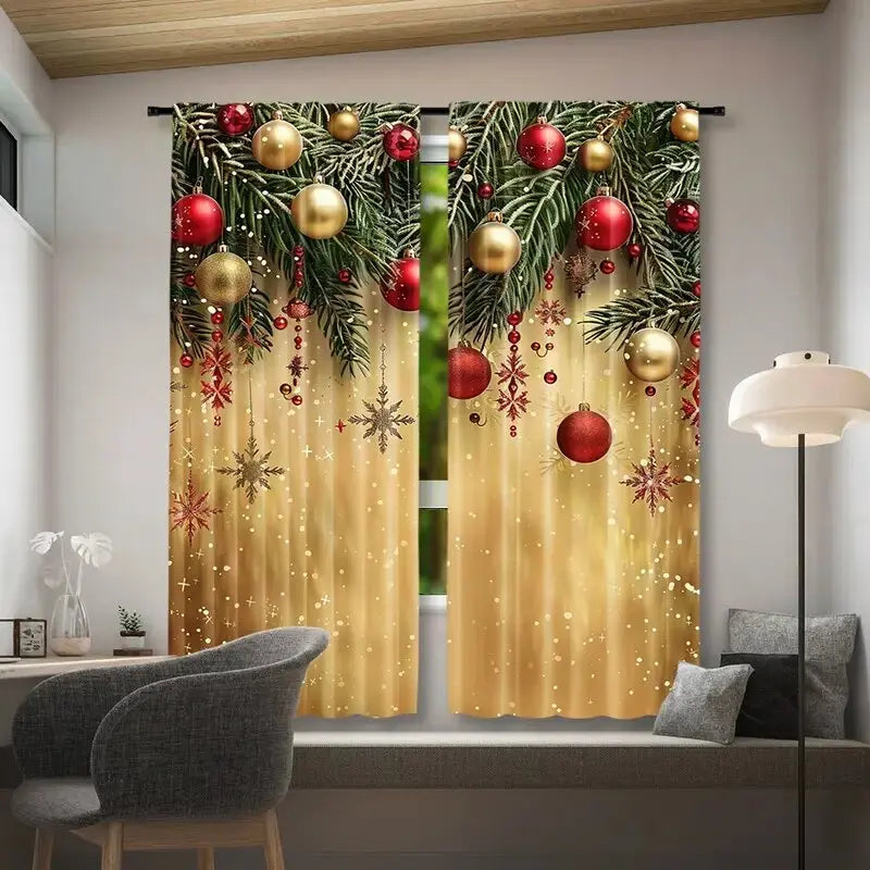 Weihnachten silberne Ballon-Print-Vorhänge, Weihnachtsdekoration, Schlafzimmer und Wohnzimmer, Wohnungsdekoration, Zimmerdekoration