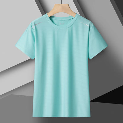 Damen Lauf-T-Shirt Reflektierend Hoch Elastisch Atmungsaktiv Sport-T-Shirt Sommer Schnell trocknend Eisseide Kühl Kurze Ärmel