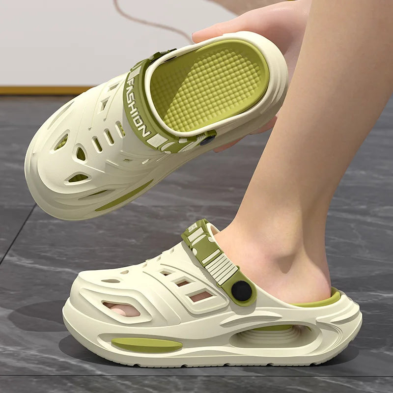 Sommer Herren- und Damen-Höhlenschuhe Mode Atmungsaktive Sandalen mit herausnehmbaren Einlegesohlen Rutschfeste Gepolsterte Verdickte Hausschuhe