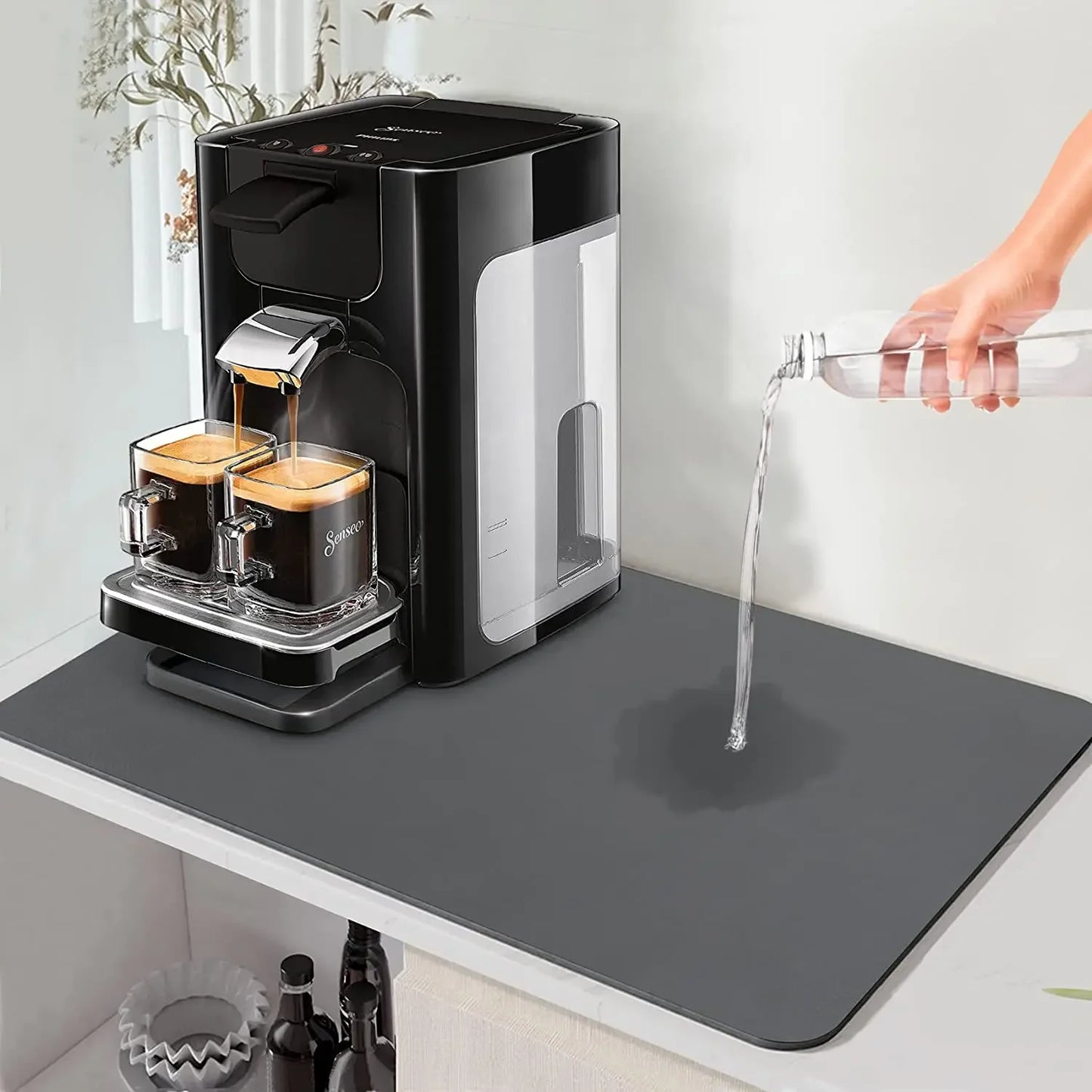 Superabsorbierende große Küchenmatte, rutschfest, ablaufend, für Kaffee, Geschirr, schnell trocknend