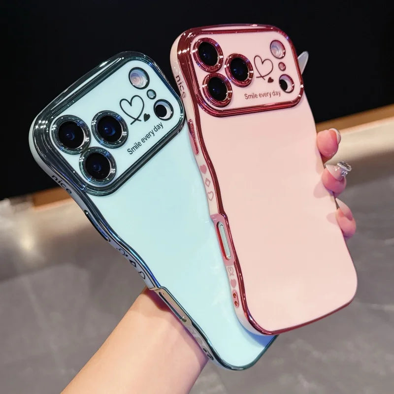 Side Love Elektrobeschichtetes Case für iPhone 17 Pro Max, 17 Air, 16, 15, 14 Plus, 13, 12, 11 Pro Max, 17Pro Max Cover, stoßfestes Bumper-Linsen-Case