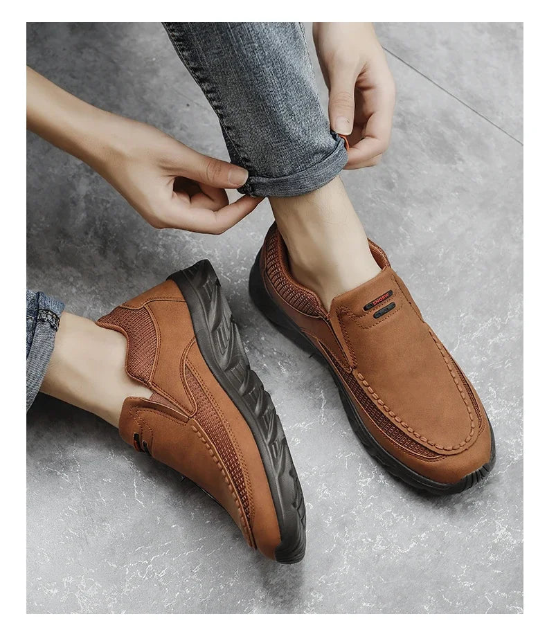 Herren Kunst-Lederschuhe Lässige Schuhe Atmungsaktive Loafers Herren Sneaker Neue Bequeme Lederschuhe Flache Schuhe Herren Sneaker