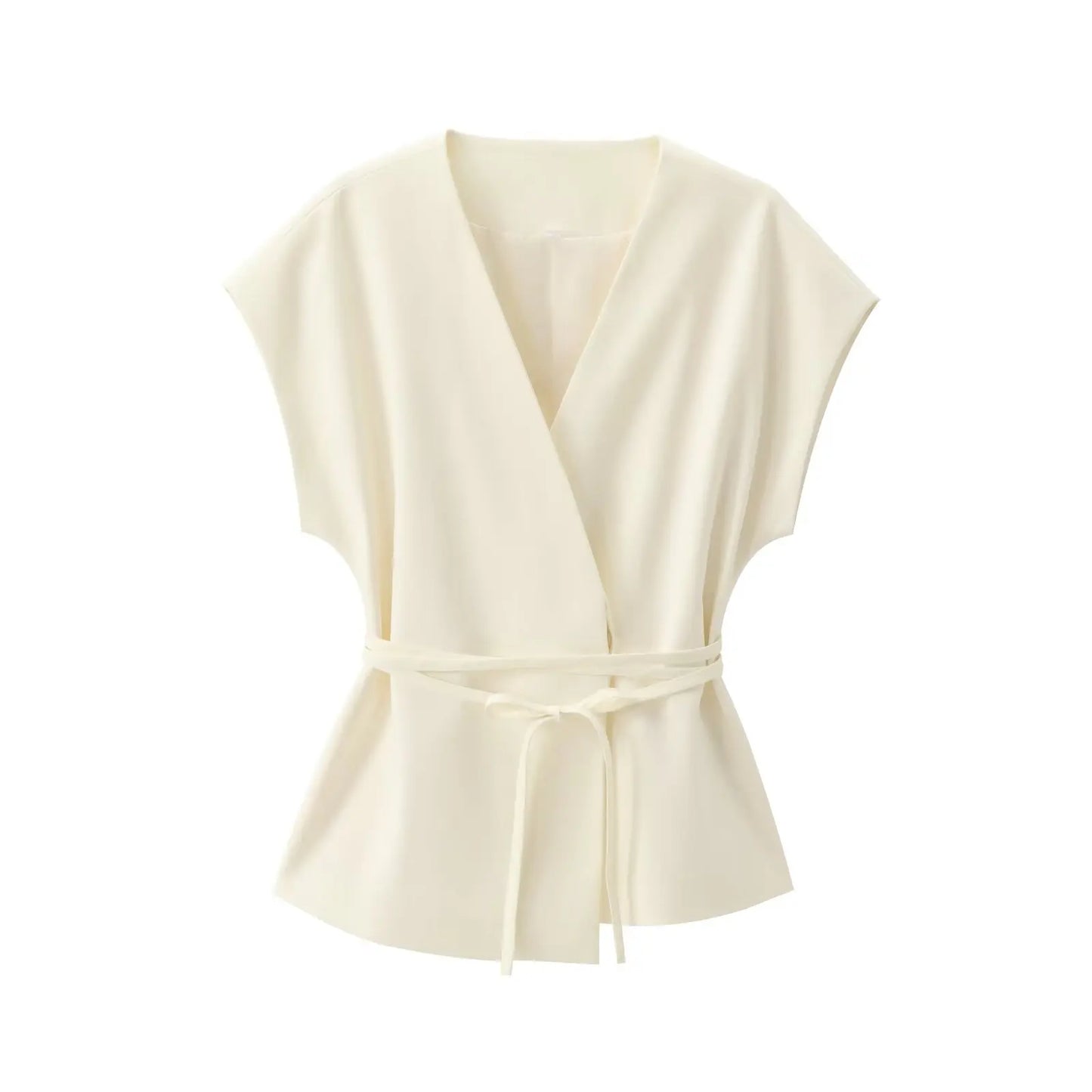 TFMLN Fashion Damenanzug Hosenanzüge Ärmelloses V-Ausschnitt Top mit Gürtel Gerade Hose Set 2025 Frühling Sommer Büro 2-teiliger Set