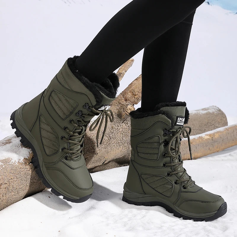 Winter Damen Schneestiefel High-Top Wasserdichte Knöchelstiefel Damen Dicke Plus Warme Schneewanderstiefel Outdoor Baumwollschuhe Sneakers