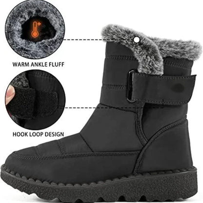 Wasserdichte Winterstiefel für Damen 2025 Neue Kunstfell-Langplüsch-Schneestiefel Damen Plateau-Schuhe Warme Baumwollstiefeletten für Paare