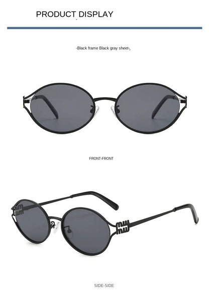 1-2 Stück Neue Modische Markensonnenbrille Retro Kleiner Rahmen Damen Herren Metall Cat-Eye-Brille Sonnenbrille mit UV-Schutz und Etui