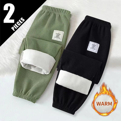 1 oder 2  Stück Herbst- und Winter-Kinder-Sporthose mit Nadelstreifen für Jungen und Mädchen, dick und warm