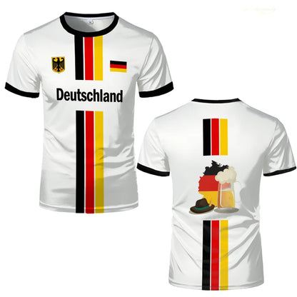 Neues Design Deutschland T-Shirt für Männer Deutsches Flaggenmuster Kurzarmshirts Tops Sommer Sport Übergröße T-Shirt
