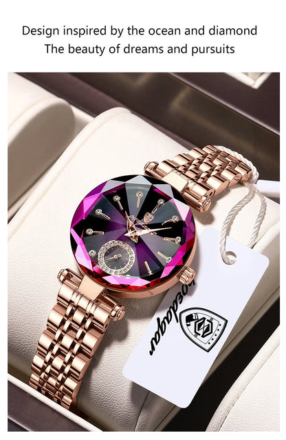 POEDAGAR Luxus-Uhr für Frauen Wasserdicht Freizeit-Quarz Damenuhr Hochwertige Elegante Damenuhren Weibliche Reloj+Box