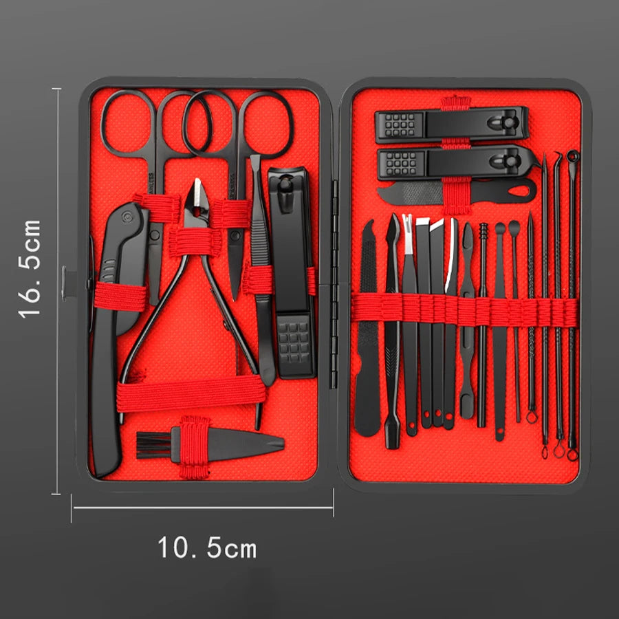 7/10/12/18/20/24-teiliges Profi-Maniküre-Set aus Edelstahl für Fingernägel und Fußnägel mit tragbarem Lederetui