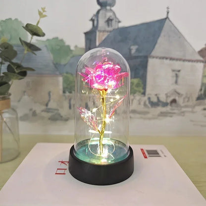 Künstliche Rosenblumen Valentinstagsgeschenk für die Freundin Ewige Rose LED-Licht Folienblume Hochzeitsdekoration