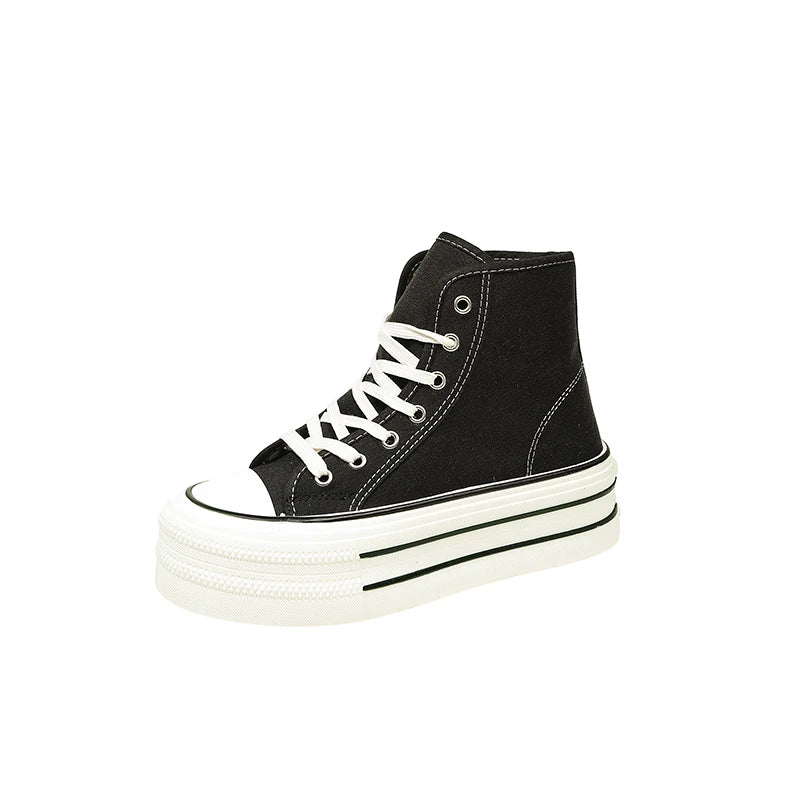 2026 Neue Mode Dicksohlige Kariert Nische INS Trendiges Design Lässige Vielseitige Dicksohlige Faltbare Canvas-Schuhe