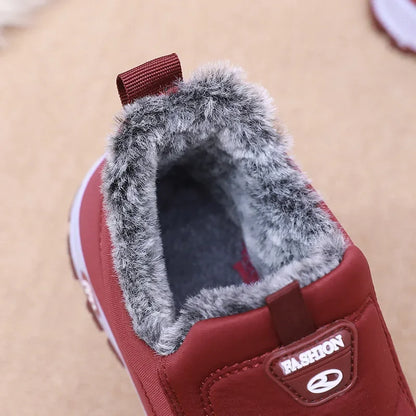 Winter Dickes Fleece Gefüttertes Leder Oberflächen Anti-Rutsch Warme Baumwollschuhe für Frauen Bequeme Flache Schuhe