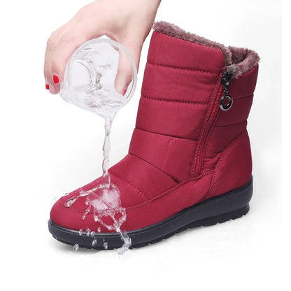 BEYARNE die neuen wasserdichten rutschfesten Winterstiefel plus Baumwoll-Velours-Schuhe für Frauen, warme große Größe 41 42 Schneestiefel E1068