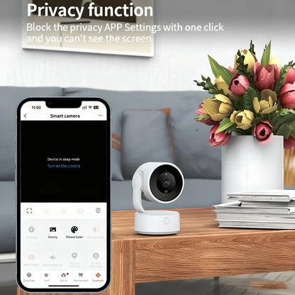 WIFI Tuya Kamera Innenbereich 5MP Baby Monitor Gegensprechfunktion 4X Zoom PTZ 360° Überwachungskameras Unterstützt Alexa Google Smart Life