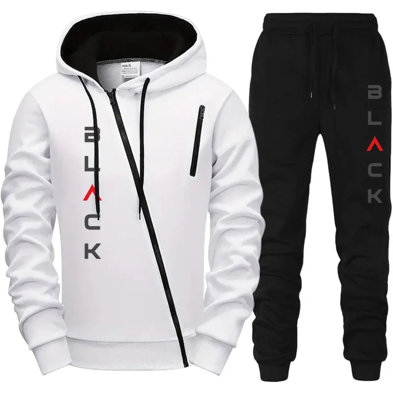 2025 Heißer Verkauf Herren Trainingsanzug Hoodie Sweatpants Schwarzer Buchstabenprint Reißverschlussjacke Jogginghose Herbst Winter Freizeitmode Outfit
