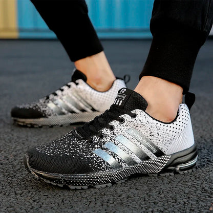 Neue Herren- und Damen-Sportschuhe mit fliegendem Mesh-Obermaterial für Frühling und Sommer, atmungsaktiv, bis EU Grösse 45.5
