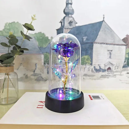 Künstliche Rosenblumen Valentinstagsgeschenk für die Freundin Ewige Rose LED-Licht Folienblume Hochzeitsdekoration
